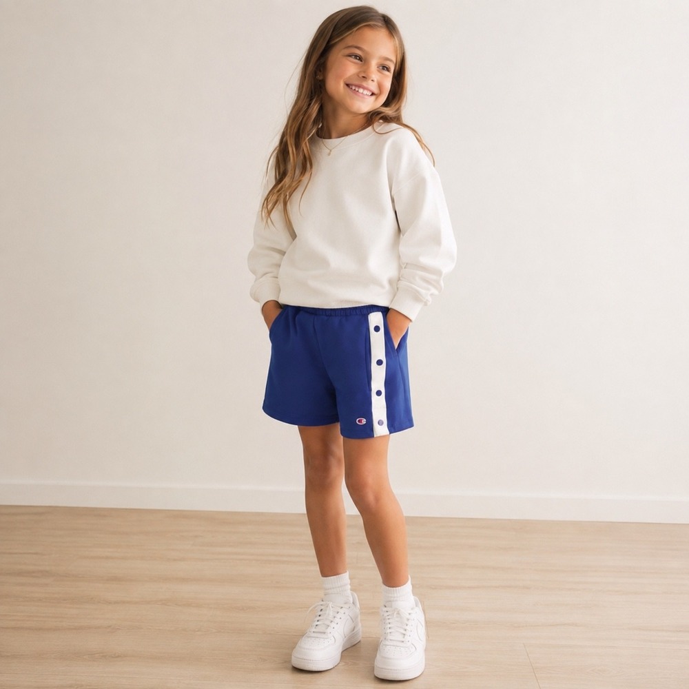 Champion Girls Royal Blue Snap Side Athletic Shorts Size L 14 NWT